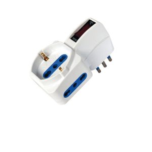 Adattatore con spina 10A verticale - 2 prese bipasso 10/16A + 1 presa Schuko - MKC - immagine 1