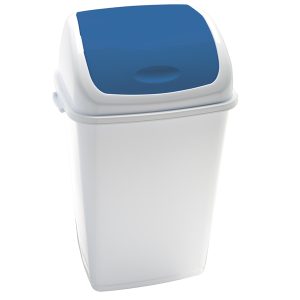 Pattumiera con coperchio basculante Rif - 44x33x68 cm - 50 L - bianco/blu - Medial International - immagine 1