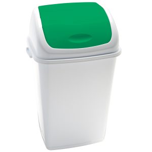Pattumiera con coperchio basculante Rif - 44x33x68 cm - 50 L - bianco/verde - Medial International - immagine 1