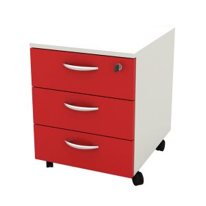 Cassettiera Rainbow - 3 cassetti - con ruote - 41 x 50 x 52,2 cm - bianco/rosso - immagine 1