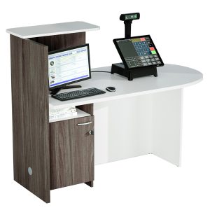 Postazione reception Concept - 145 x 83 x 117 cm - bianco/frassino toscano - immagine 1