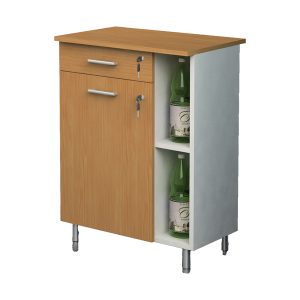 Mobile angolo Ristoro - punto caffè - 60 x 45 x 84 cm - bianco/noce chiaro - immagine 1