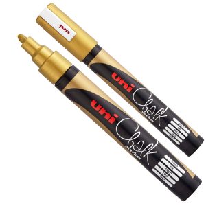 Marcatore a gesso liquido Uni Chalk Marker - punta tonda da 1,80-2,50mm - oro - Uni Mitsubishi - immagine 1