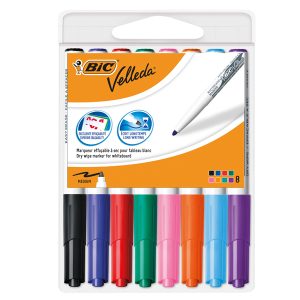 Pennarello Whiteboard Marker Velleda 1741 - punta tonda 1,4 mm - colori assortiti - Bic - astuccio 8 pezzi - immagine 1