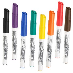 Pennarello Whiteboard Marker Velleda 1741 - punta tonda 1,4 mm - colori assortiti - Bic - astuccio 8 pezzi - immagine 2