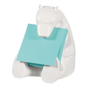 Dispenser orso bianco + ricarica Post it® Super Sticky Z Notes azzurro - BEAR-330 - 76 x 76 mm - 90 fogli - Post it® - immagine 1