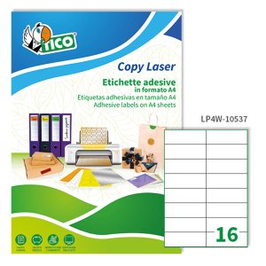 Etichette adesive LP4W - in carta - permanenti - 105 x 37 mm - 16 et/fg - 100 fogli - bianco - Tico - immagine 1