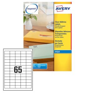 Etichette adesive J8651 - in carta - angoli arrotondati - inkjet - permanenti - 38,1 x 21,2 mm - 65 et/fg - 25 fogli - bianco - Avery - immagine 1