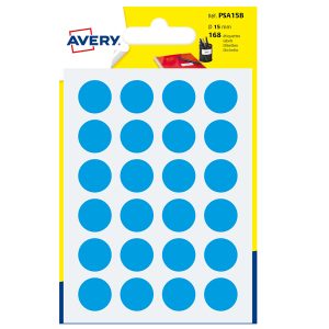 Etichette adesive tonde PSA - in carta - permanenti - diametro 15 mm - 24 et/fg - 7 fogli - blu - Avery - immagine 1