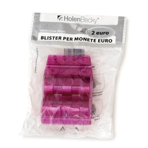 Portamonete - PVC - 2 euro - viola - HolenBecky - blister 20 pezzi - immagine 1