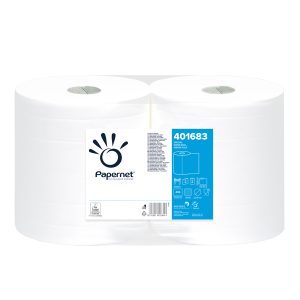 Bobina asciugatutto - 2 veli - goffratura a onda -  diametro 22,4 cm - 21 gr - 23,4 cm x 137 mt - bianco - Papernet - immagine 1