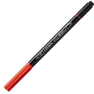 Pennarello Aqua Brush Duo - punte 2/4 mm - rosso geranio chiaro - Lyra - immagine 1