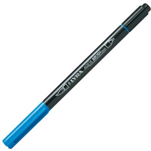Pennarello Aqua Brush Duo - punte 2/4 mm - ceruleo - Lyra - immagine 1