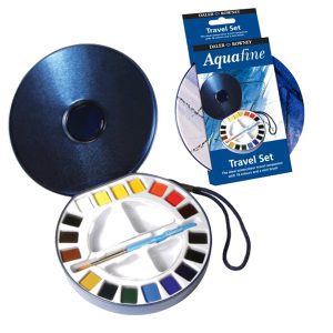 Acquerelli Aquafine Godet - colori assortiti - Daler Rowney - scatola in metallo 18 acquerelli + pennello + 2 tavolozze - immagine 1