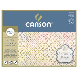 Blocco collato 4 lati Aquarelle - 31x41 cm - 300 gr - 20 fogli - grana fine - Canson - immagine 1