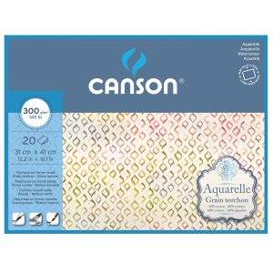 Blocco collato 4 lati Aquarelle - 31x41 cm - 300 gr - 20 fogli - grana ruvida - Canson - immagine 1