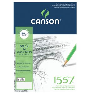 Blocco collato lato corto 1557 - A4 - 120 gr - 50 fogli - Canson - immagine 1