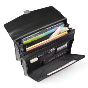 Cartella in similpelle - nero - 41x32x16cm - City Time - immagine 3