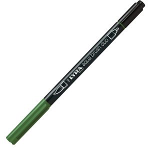 Pennarello Aqua Brush Duo - punte 2/4 mm - verde oliva - Lyra - immagine 1