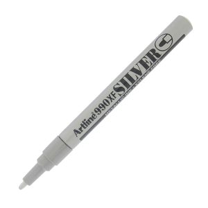 Marcatore permanente A 990 - a vernice - punta tonda fine - 1,2 mm - argento - Artline - immagine 1