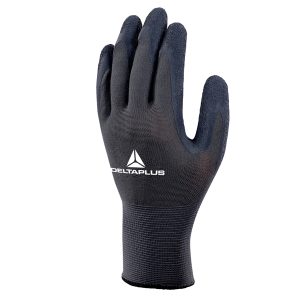 Guanti da lavoro VE630 - poliestere - palmo lattice - taglia 08 - grigio/nero - Deltaplus - immagine 1