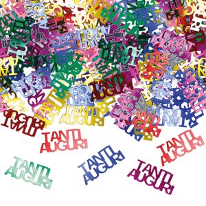 Coriandoli in plastica Tanti Auguri - 15 gr - Big Party - immagine 1
