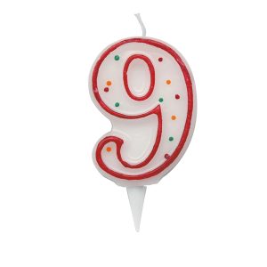 Candelina Zuccherino - numero 9 - H 8.5 cm - Big  party - immagine 1