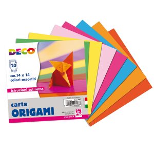 Carta per origami - 14x14cm - colori assortiti  - DECO - Conf. da 20 fogli - immagine 1
