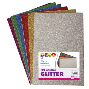 Gomma crepp glitter adesiva - 20 x 30 cm - colori assortiti - CWR - busta 10 fogli - immagine 1