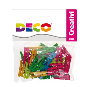 Mollettine mini - in legno - colori neon - 25 mm - Deco - conf. 45 pezzi - immagine 1
