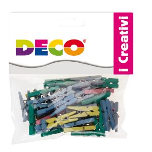Mollettine mini - in legno - colori pastello - 25 mm  - Deco - conf. 45 pezzi - immagine 1