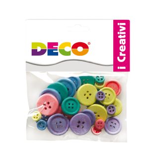 Bottoni - in legno - colori pastello - Deco - conf. 30 pezzi - immagine 1
