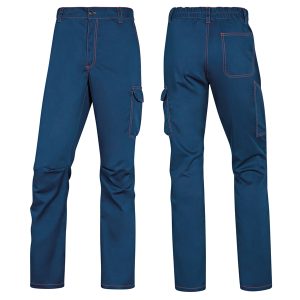 Pantalone da lavoro Panostrpa - sargia/poliestere/cotone/elastan - taglia L - blu/arancio - Deltaplus - immagine 1