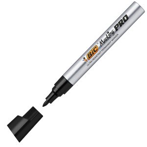 Marcatori permanenti Marking Pro - punta tonda - nero - Bic - scatola 12 pezzi - immagine 1