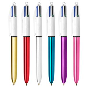 Penna sfera scatto multifunzione 4 Colours Shine - punta 1,0 mm - fusto colori assortiti - Bic - scatola 12 pezzi - immagine 1