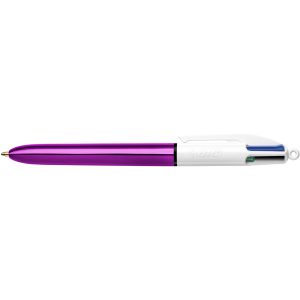 Penna sfera scatto multifunzione 4 Colours Shine - punta 1,0 mm - fusto colori assortiti - Bic - scatola 12 pezzi - immagine 2