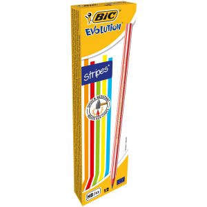 Matite grafite Evolution Stripes - gradazione HB - colori assortiti - Bic - scatola 12 pezzi - immagine 2
