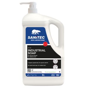 Sapone liquido Industrial Soap - con microgranuli scrub - dispenser 5 L - limone - Sanitec - immagine 1