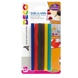 Colle stick per pistole mini - colori assortiti - ø 7 mm - lunghezza 10 cm - Deco - conf. 12 pezzi - immagine 1