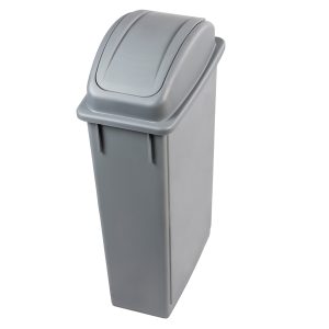 Contenitore Office per indifferenziata - con coperchio basculante - 29,5x52x83,5 cm - 90 L - grigio - Medial International - immagine 1