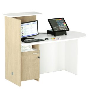 Reception concept - destra - 143 x 83 x 117 cm - bianco/rovere - immagine 1