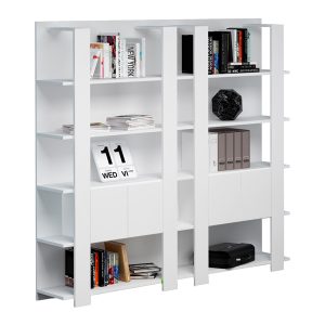 Libreria Concept a 5 ripiani - 100x38,6x198 cm - bianco/rovere - immagine 1