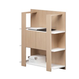 Libreria bassa Concept - 3 ripiani - 100x38,6x124 cm - bianco/rovere - immagine 1