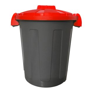 Contenitore portarifiuti Dusty - diametro 36 cm - altezza 45 cm - 25 L - coperchio rosso - nero - Mobil Plastic - immagine 1
