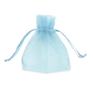 Sacchetti bomboniera Milly - 8,5 x 10 cm - organza - celeste - PNP - conf. 20 pezzi - immagine 1