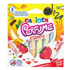 Pennarelli Perfume Stamps - punta doppia 7,0 mm - colori assortiti - Carioca - astuccio 8 pezzi - immagine 1