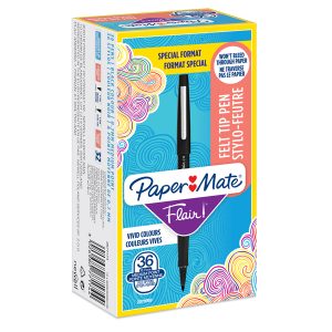 Pennarello Flair Nylon - punta 1,10 mm - nero - Papermate - conf. 30 + 6 pezzi - immagine 1