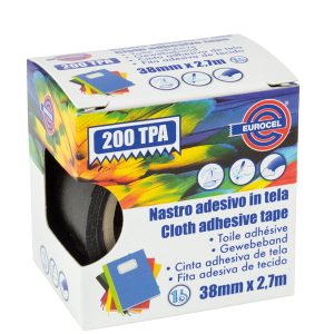 Nastro adesivo telato TPA 200 - 3,8 cm x 2,7 m - nero - Eurocel - immagine 1
