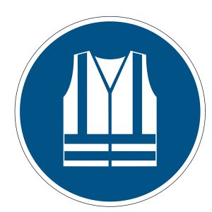 Pittogramma adesivo - da terra - Gilet di sicurezza obbligatorio - diametro 43 cm - Durable - immagine 1