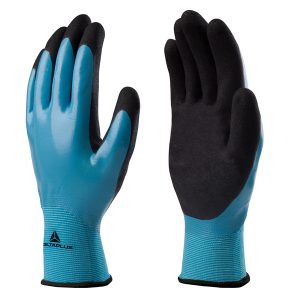 Guanti Wet&Dry VV636BL - poliammide - palmo in nitrile - taglia 09 - blu/nero - Deltaplus - immagine 1